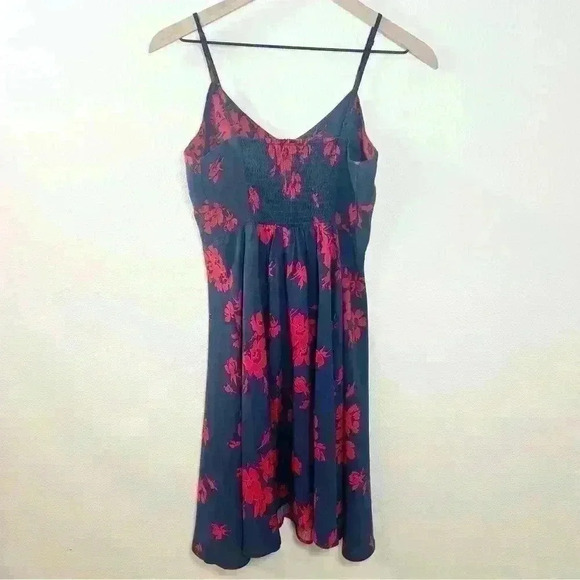 GAP | Women’s Navy Blue and Red Floral Dress | Size XS - Picture 14 of 14